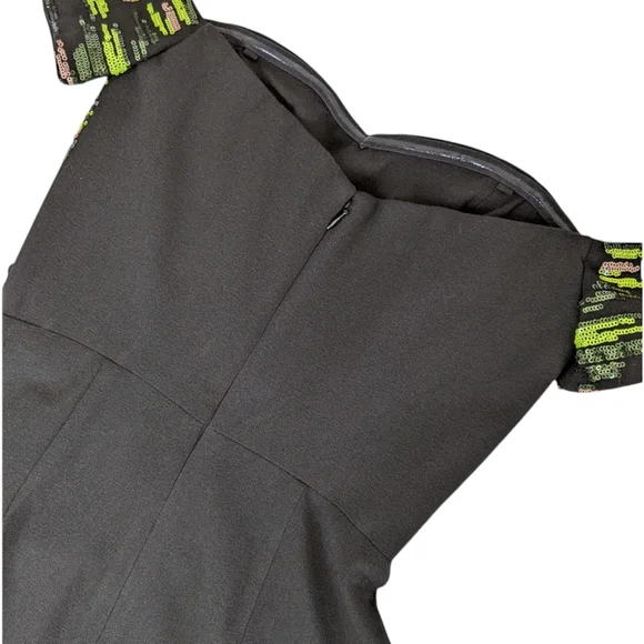 Dress the Population Black Green Sequin Midi Dress - Picture 9 of 14